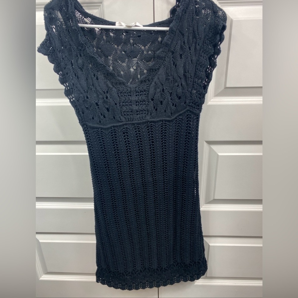 Old Navy Black Crochet Knit Midi Dress